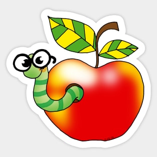 smart bookworm cartoon Sticker